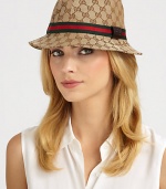 A classic fedora with plush leather trim.Brim, about 1.7565% polyester/35% cottonDry cleanMade in Italy