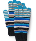 Soft, striped gloves add a touch of color to your wintry ensemble.