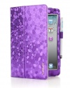 iPearl Carrying Folia Cover Case(with Built-in Stand, hand strap, auto sleep/wakeup and Touch Screen Stylus Pen) for Apple iPad mini 7.9 - Purple Diamond Design