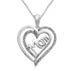 Sterling Silver Diamond Mom Double Heart Pendant Necklace (1/10 cttw, I-J Color, I3 Clarity), 18