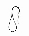 Pandora pendants look elegant and earthy on this black leather necklace with a sterling silver clasp.