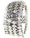 Beautiful Glamorous City Gypsies 5 Row Crystal Covered Stretch Bracelet Silver Tone