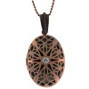 1.25 Oval Shape Flower Engraved Filigree Locket Pendant and 28 Inch Chain