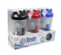 Blender Bottle with Shaker Ball 28 Oz, Pack of 3 (Blue, Red, & Black)