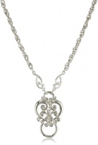 1928 Jewelry Silver-Tone Heart Eyeglass Holder Pendant Necklace