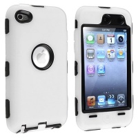 eforCity Hybrid Case for Apple iPod touch 4G - Black Hard/White Skin