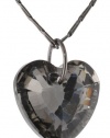 BCBGeneration Rhodium Plated Hematite Crystal Heart Necklace, 26