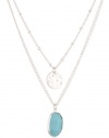 NINE WEST VINTAGE AMERICA Rugged Beauty Worn-Silver Tone Double Turquoise Pendant Necklace, 16