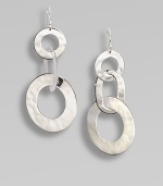 Three, sleek sterling silver links in a classic drop design. Sterling silverDrop, about 2.12French wire backImported 