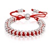 Bling Jewelry Silver Plated Beads Red Woven Adjustable Friendship Bracelet