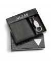 GUESS Sueded Wallet and Keychain Gift Set, BLACK