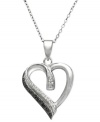 This asymmetrical heart necklace is both charming and practical.  Pendant features round-cut black and white diamonds (1/10 ct. t.w.) in a sterling silver setting. Approximate length: 18 inches. Approximate drop: 1-1/8 inches.