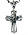 Silver Cross Pendant...Star Knights .925 Sterling Silver Knights Head Cross Pendant for Men and Women