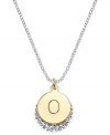 Letter perfection. This sterling silver necklace holds a pendant set in 14k gold and sterling silver plated topped with an O and adorned with crystal for a stunning statement. Approximate length: 18 inches. Approximate drop: 7/8 inch. Approximate drop width: 5/8 inch.