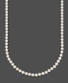 Add polish and refinement to your look with an elegant pearl strand. Necklace by Belle de Mer features A+ Akoya cultured pearls (7-7-1/2 mm) set in 14k gold. Approximate length: 24 inches.