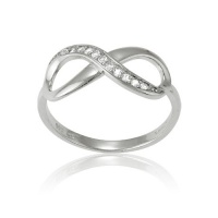 Sterling Silver White Topaz Infinity Figure 8 Ring. Available in sizes 5 - 5.5 - 6 - 6.5 - 7 - 7.5 - 8 - 8.5 - 9 - 9.5 - 10