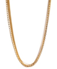 The beauty's in the details. Kenneth Cole New York's gold-plated mixed metal necklace is composed of several gold-tone chains with crystal cup chain accents and glass stones. Approximate length: 17 inches + 3-inch extender.