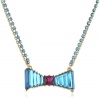 Betsey Johnson Iconic Blue Lagoon Crystal Bow Pendant Necklace