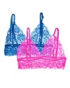 2 Pack: Coral and Neon Pink Lace Bralettes