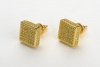 Sterling Silver Cz Micro Pave Square Cube Earring with Screw Backs