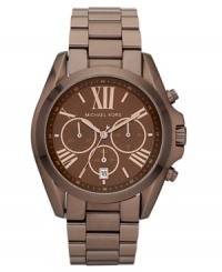 Rosy accents burst forth on this dark Bradshaw watch from Michael Kors.