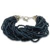 Italian Styled Black Glass Seed 30 Strand Bracelet with Balinese Toggle Clasp