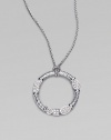 From the Confetti Collection. A sterling silver cabled wreath, hanging from a pretty box chain, is dotted with pavé diamonds in sparkling geometric shapes. Diamonds, 0.14 tcw Sterling silver Chain length, about 16 Pendant diameter, about 1 Lobster clasp Imported