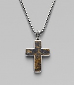 EXCLUSIVELY AT SAKS. From the Exotic Stone Collection. The rustic richness of bronzite, set within a modern cross, crafted of sterling silver on a silver box link chain.Length, about 22 Lobster clasp Imported