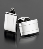 Two textures¿¿¿satin and polished¿¿¿combine for a modern, chic look. Set in stainless steel. 3/4 H x 1/2 W.