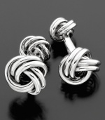 The classic touch to a tuxedo or sophisticated suit. Sterling silver love knots offer an elegant look to French cuffs.