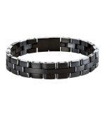 Make a simple statement in versatile style. This men's bracelet by Emporio Armani will complement any look and features a black ceramic link. Approximate length: 8-1/2 inches.