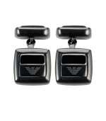 Add dimension to your favorite work shirt with shapely cuff links. Square black ceramic features the company logo on the surface. Approximate diameter: 1-1/4 inches.