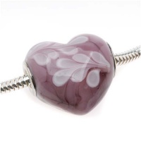 Murano Style Glass Lampwork Lilac Swirl Heart Bead Fits Pandora 20mm (1)