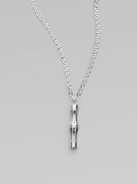 From the Bamboo Collection. A simple style with a Gucci signature engraved bamboo pendant. Sterling silver Length, about 42 Pendant length, about 2½ Lobster clasp closure Made in Italy 