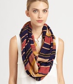 A brilliantly striped, 70's-inspired infinity scarf for style that never ends.Viscose22 X 39 loopHand washImported