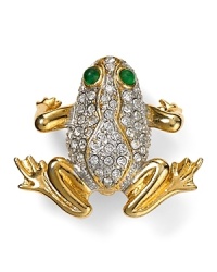 Carolee marks 40-years of glamour with this frog-shaped pin, cast in plated gold and topped with crystal stones.