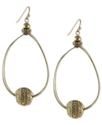 Well-rounded fashion from Jessica Simpson. These oval hoop earrings showcase round crystal accents. Crafted in antiqued gold tone mixed metal. Approximate drop: 2-1/2 inches.