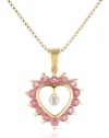 18k Yellow Gold Plated Sterling Silver Ruby and Diamond Accent Heart Pendant Necklace, 16