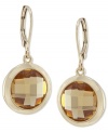 Circle important dates on your event calendar -- these chic drop earrings from Carolee will have you ready to party! With a round-cut plastic stone set at the center. Crafted in 12k gold-plated mixed metal. Approximate drop: 1-1/4 inches.