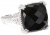 Judith Ripka Giftables All Sterling Silver Black Cushion Stone Ring, Size 7