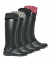 Stomp through puddles in style. Betsey Johnson dolled up these rain boot liners with cute stripes and polka dots.