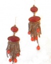 Lucky Brand Boho Baroque Amber Multi Stone Chandelier Fringe Earrings Antique Gold