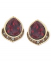 Resplendent in red. Carolee's pair of button earrings is crafted from gold-tone mixed metal, with red and clear accents offering a bit of luster. Approximate length: 5/8 inch.