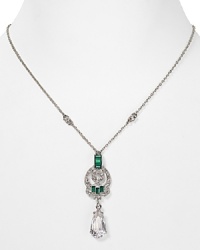 Timeless beauty from Carolee, this dressed up necklace features a delicate crystal-adorned pendant which hangs from a simple silvery chain.