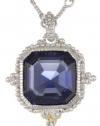 Judith Ripka Estate Estate Ascher Cut Stone Blue Sapphire Pendant Necklace