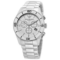 Emporio Armani Women's AR1424 Ceramic White Dial Chronograph Watch