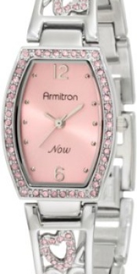 Armitron Women's 753874PKSV Swarovski Crystal NOW Silver-Tone Pink Dial Dress Bangle Bracelet Watch