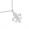 Meira T Solid Silver & Vermeil White Gold & Diamonds Fleur De Lis Amor Love Necklace