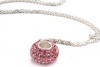 .925 Solid Sterling Silver Bead Covered with Top Quality Pink Crystal Super Sale Only for a Limited Time, Comes with a Free Gift Box and Special Pouch