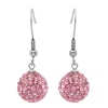 Ladies Pave Pink Crystal Disco Ball Dangle Earrings (12mm)